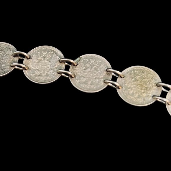 Antique WW1 Russian Kopeyka 1898 - 1905 Coins Trench Art Bracelet (5063) - Picture 11 of 12